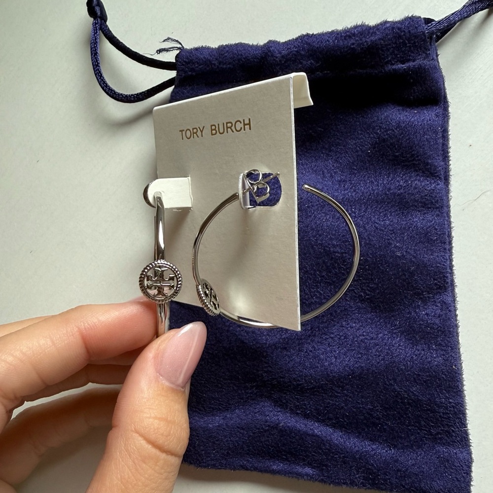Tory Burch Silver Hoop Earrings